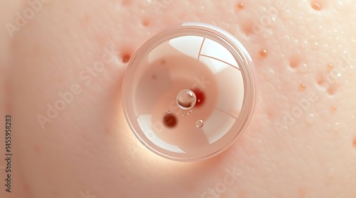 Hydrocolloid Acne Patch on Skin: Close-Up View of Healing Process on a Blemished Complexion, Skin Treatment, and Care for Acne-Prone Skin             