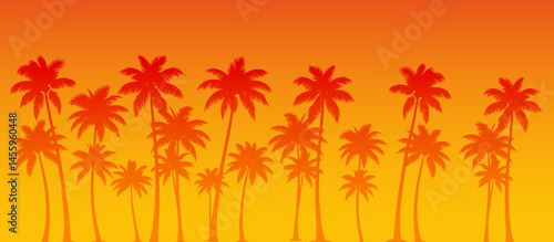 sfondo, sagoma, silhouette, palme tropicali, estate, mare, tramonto, paesaggio, spiaggia, vacanze, relax, 