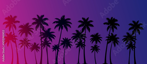 sfondo, sagoma, silhouette, palme tropicali, estate, mare, tramonto, paesaggio, spiaggia, vacanze, relax, 
