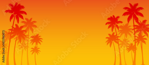 sfondo, sagoma, silhouette, palme tropicali, estate, mare, tramonto, paesaggio, spiaggia, vacanze, relax, 