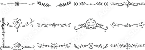 Set of Frame borders and text dividers, monochrome vectors collection