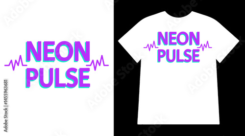 Neon Pulse T-shirt Design, Vibrant Wave Lines and Electric Typography
