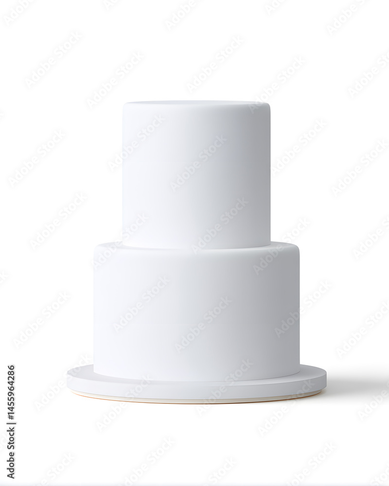 White two tier cake 3d mock up isolated on white background White two tier cake 3d mock up isolated on white background