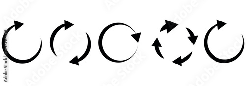circle arrow icon set. circular arrow icon, refresh, reload, rotation.  recycle vector icon symbol. Repeat and reload icons set and arrow rotation