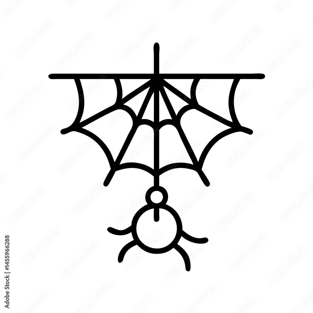 Spider web icon with spider for Halloween decoration Spider web icon with spider for Halloween decoration