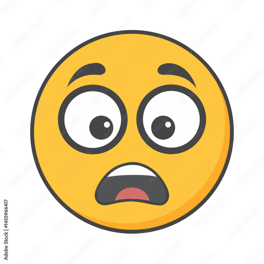 Fototapeta premium Scared emoji expressing fear against a simple background 