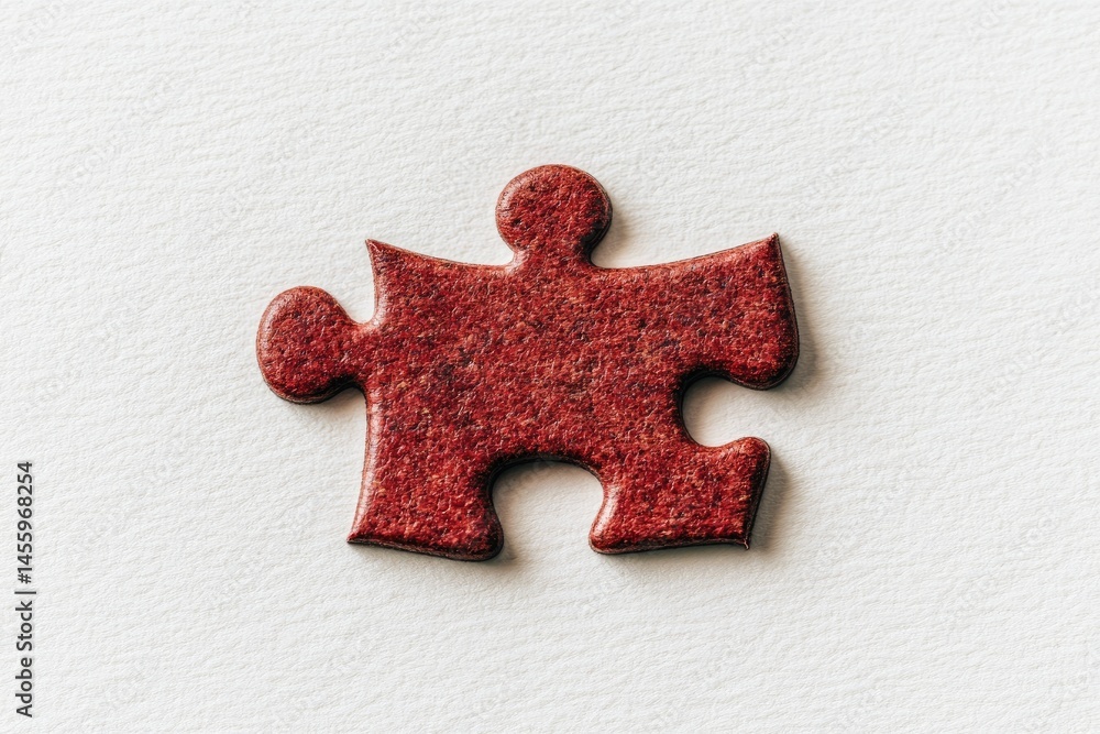 Fototapeta premium Single red puzzle piece on white surface