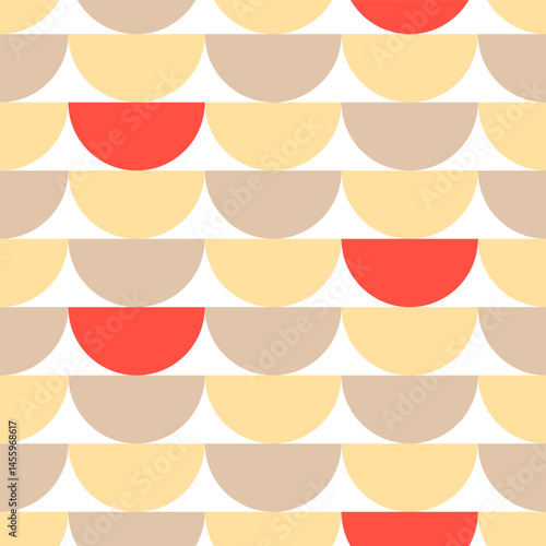 Abstract semicircle or bowl seamless pattern. Vector illustration. Simple background