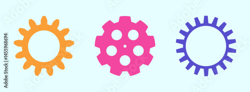 Colorful gear shape icon set. Vector sign. Engineering symbol