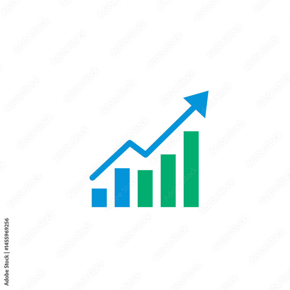Growth chart icon with upward arrow - financial success vector Growth chart icon with upward arrow - financial success vector