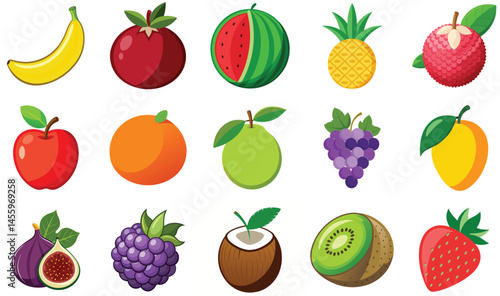 set of fruits vector 