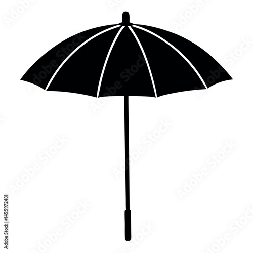  Beach umbrella silhouette vector illustration.
