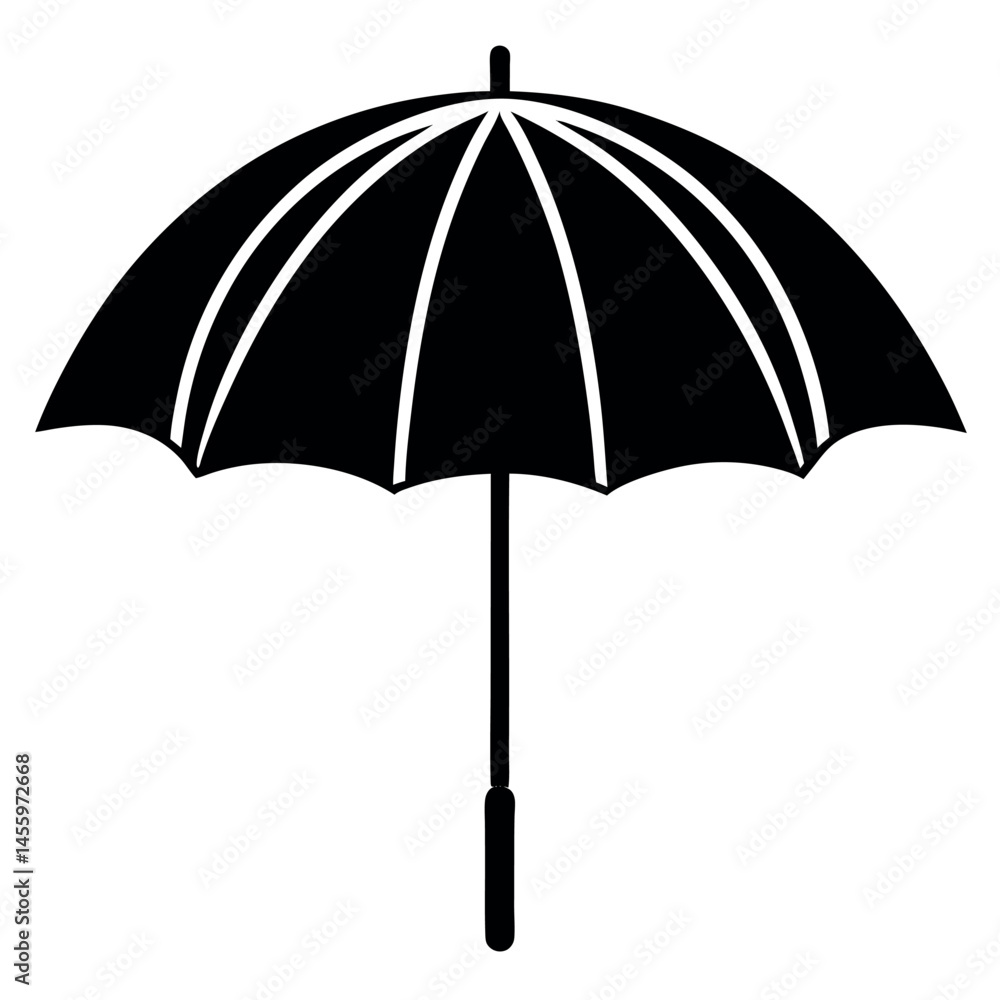 Beach umbrella silhouette vector illustration.
Beach umbrella silhouette vector illustration.