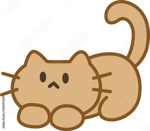 고양이, 갈색, 누운자세, 반려동물, 귀여운, 심플, 캐릭터, 네코, 동물, 털무늬, 귀, 수염, 잠자는고양이, 편안함, 집고양이, 애완동물, 포근함, 리얼포즈, 고양이표정, 사랑스러운, 만화풍, 깔끔한, 낮잠, 아기고양이