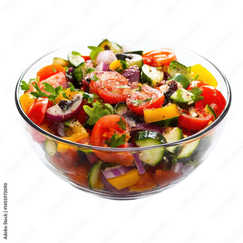 Fresh garden salad prepared with vibrant vegetables and herbs for a healthy meal Fresh garden salad prepared with vibrant vegetables and herbs for a healthy meal