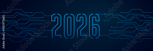 circuit board electronics digital technology banner 2026 vector illustration