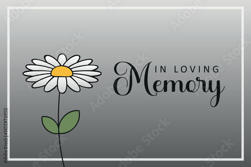 condolence card with flower in loving memory vector illustration