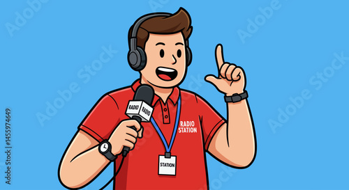 Radio Host Cartoon Character Illustration