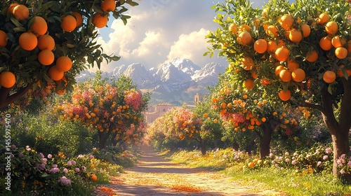 Zesty aroma of citrus fruits wafting through a sun-drenched orchard, promising a taste of summer.