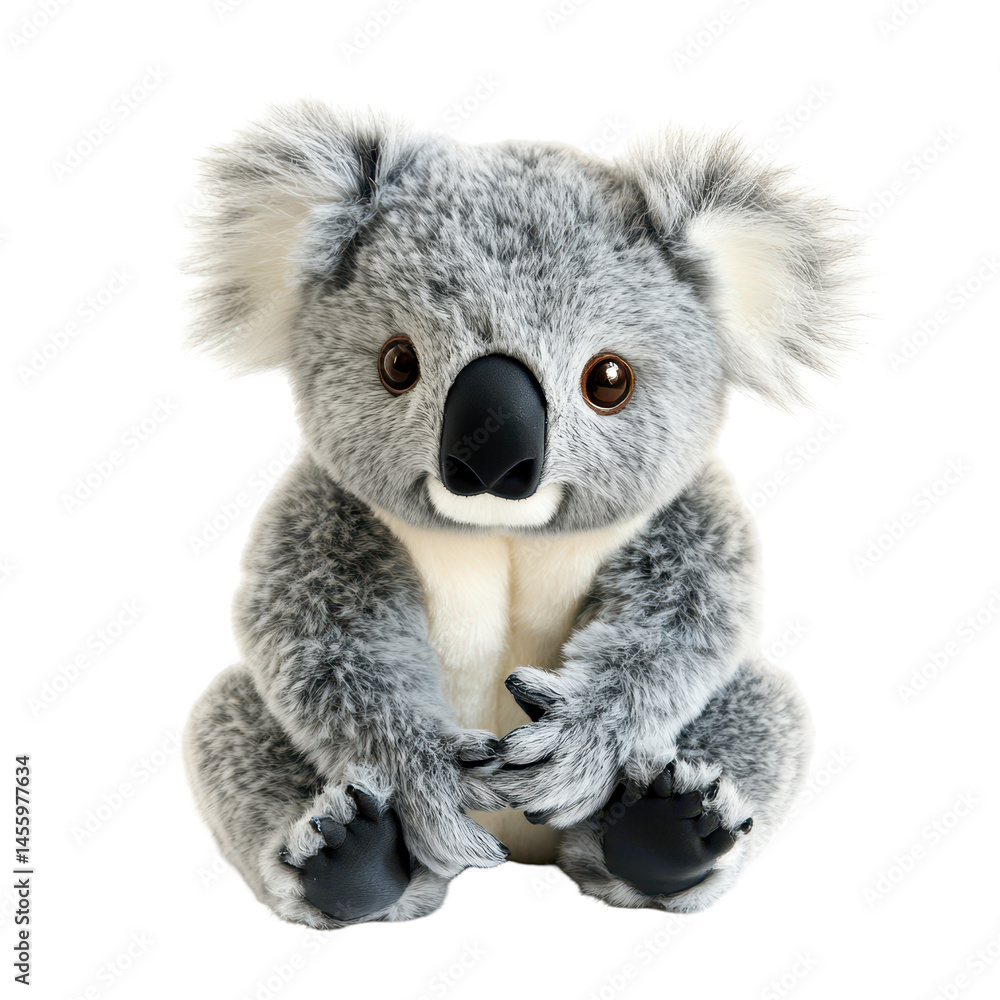 Cute plush koala sitting with big eyes and soft fur in a whimsical pose, perfect for cuddles and decorations Cute plush koala sitting with big eyes and soft fur in a whimsical pose, perfect for cuddles and decorations