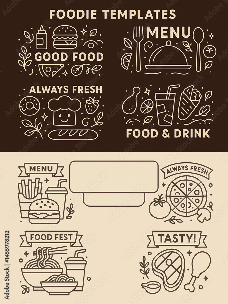 foodie, food and spices templates, clipart layers, drawing of seasonal kitchen elements