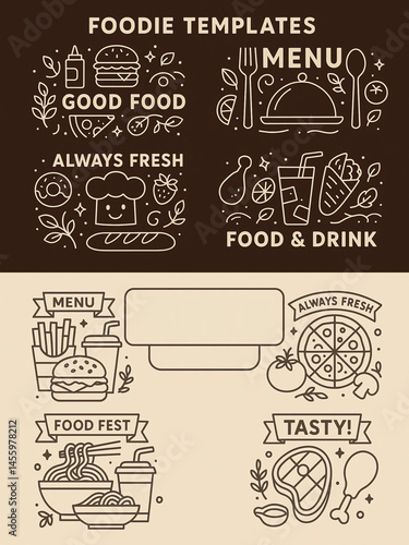 Obraz na płótnie foodie, food and spices templates, clipart layers, drawing of seasonal kitchen elements w salonie