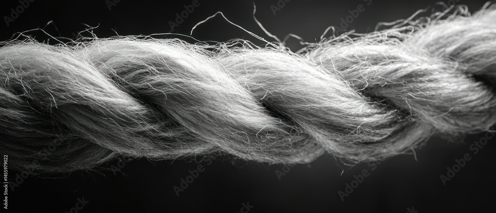 Obraz premium Rope shows texture, being tightly twisted strand against a dark background.