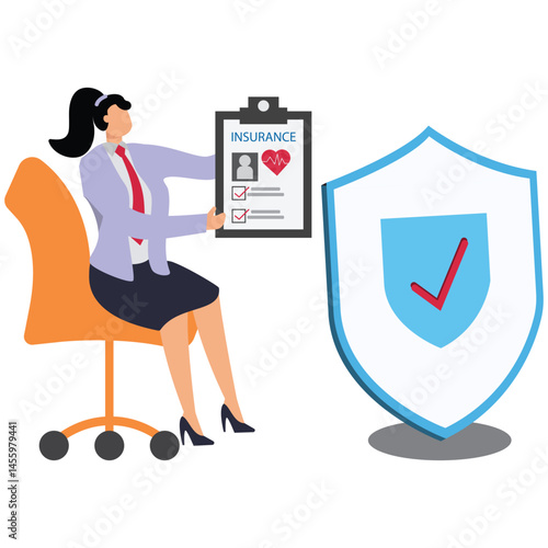 Health and insurance, insurance business promotion and marketing, life insurance, automobile insurance, traders holding insurance policies with both hands behind a shield