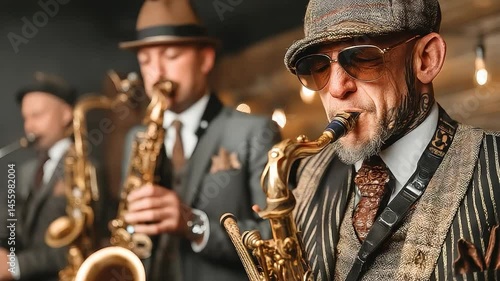 Saxophone players performing music