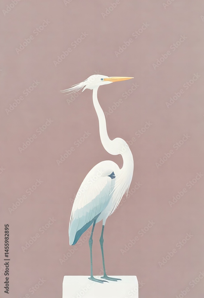 Fototapeta premium Depicting Heron statue, isolated on white.