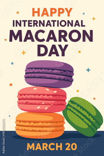 Celebrating International Macaron Day with a Colorful Stack of Macarons
