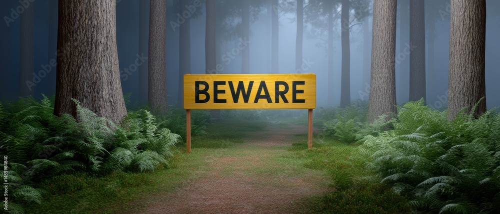 A warning sign reading