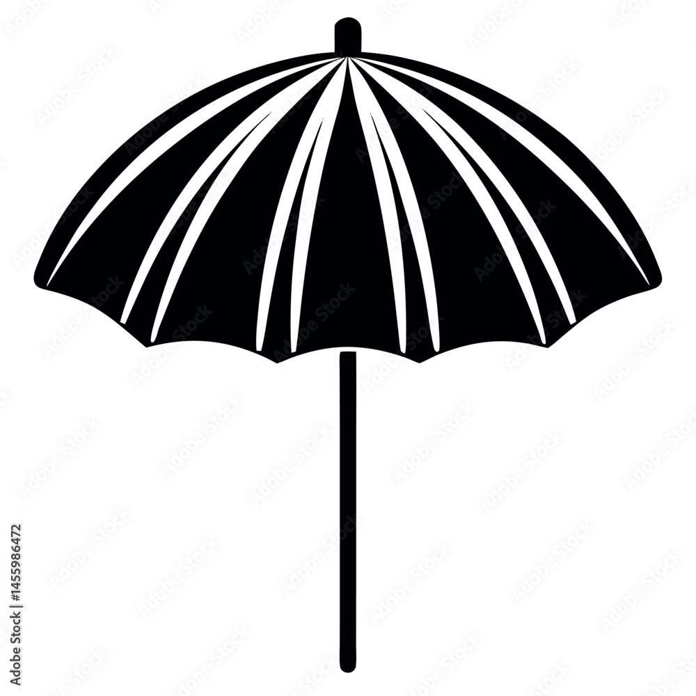 Beach umbrella silhouette vector illustration.
Beach umbrella silhouette vector illustration.