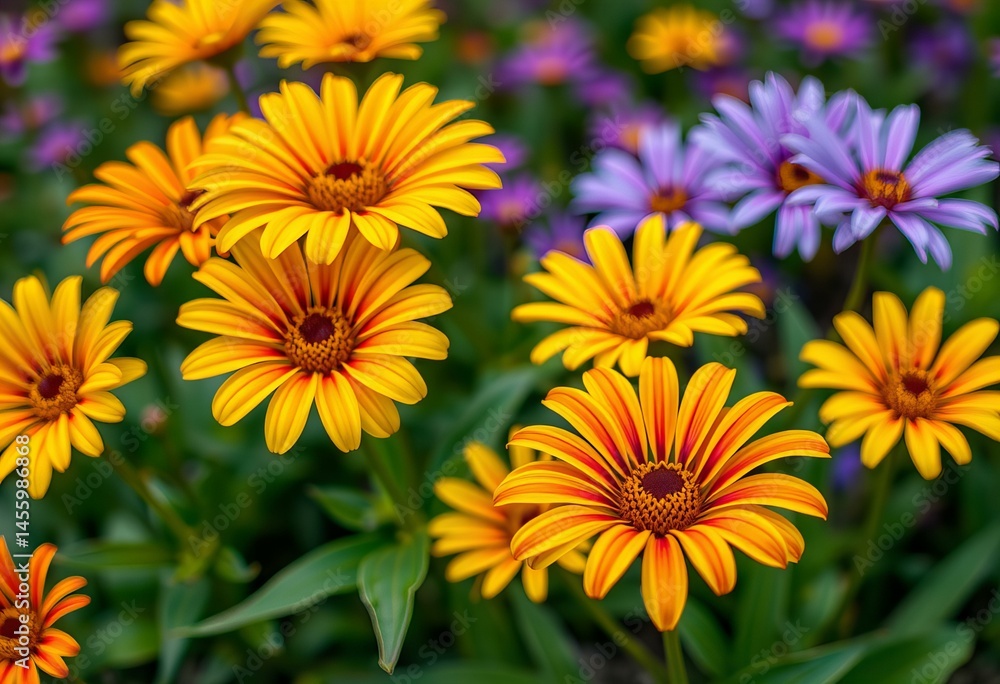 Gazania flowers in a vibrant display. Gazania flowers in a vibrant display.