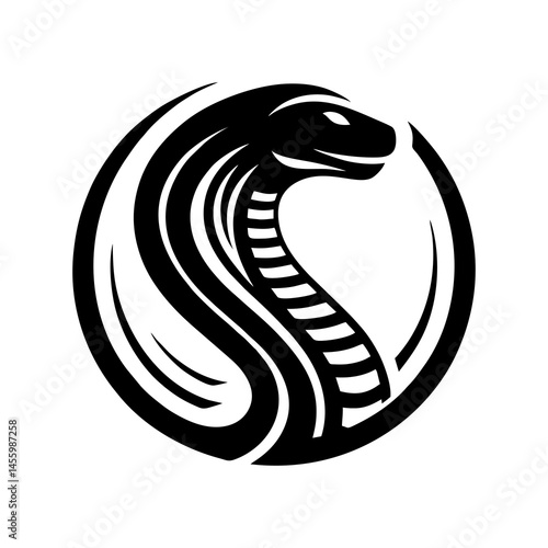 Cobra Silhouette Snake Vector Illustration Dangerous Wild Venomous Reptile Graphic Template Jungle Animal Predator Wildlife Icon Hooded Serpent Slither Nature Design Exotic Coiled Shadow Black

