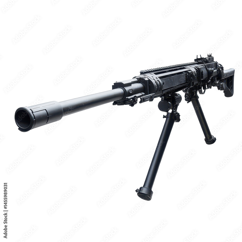 High-performance tactical weapon displayed in a neutral setting, emphasizing its design and features for military use