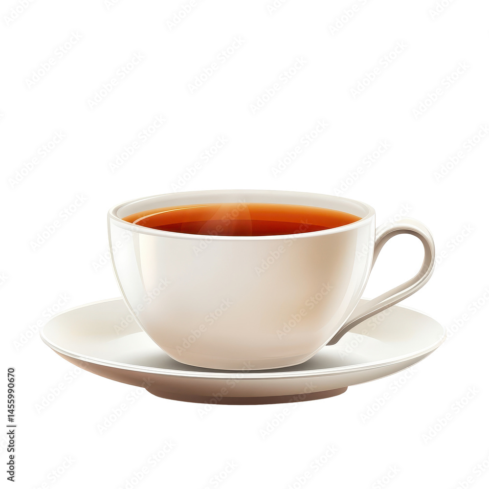 Warm cup of tea on a white saucer with steam rising in a cozy atmosphere Warm cup of tea on a white saucer with steam rising in a cozy atmosphere