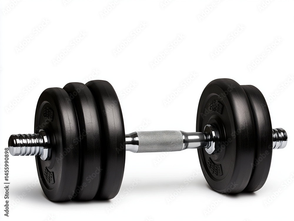 Naklejka premium Pair of dumbbells with rubber grip, isolated on white, workout gear