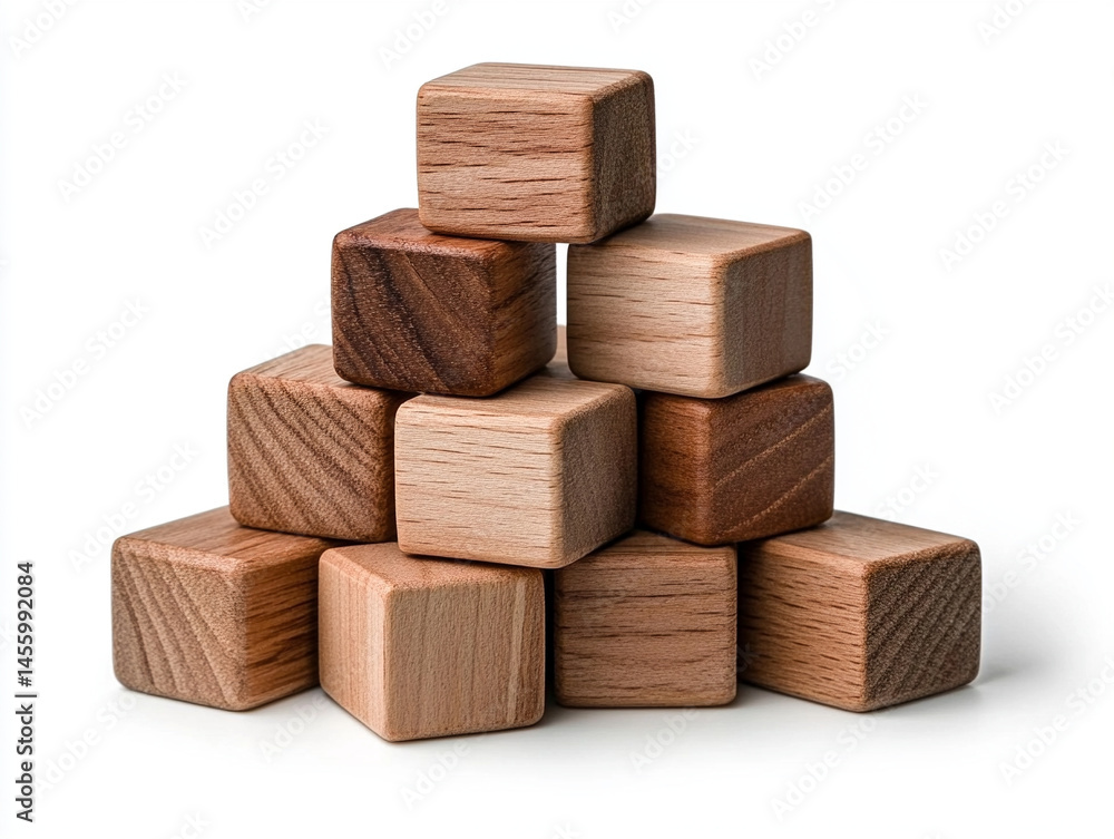 Set of wooden alphabet blocks, scattered on white, early education toy. Set of wooden alphabet blocks, scattered on white, early education toy.