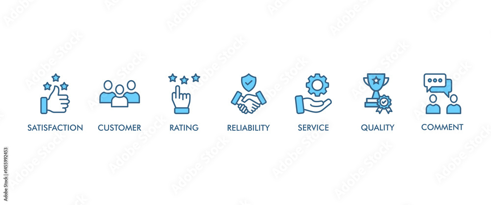Naklejka premium Feedback banner web icon vector illustration concept with icon of satisfaction, customer, rating, quality, comment, service and reliability