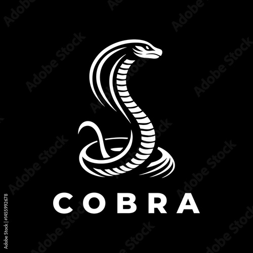 Cobra Silhouette Venomous Snake Wild Predator Vector Illustration Deadly Animal Jungle Wildlife Dangerous Shadow Reptile Exotic Symbolism Mysterious Tropical Coldblooded Dark Icon