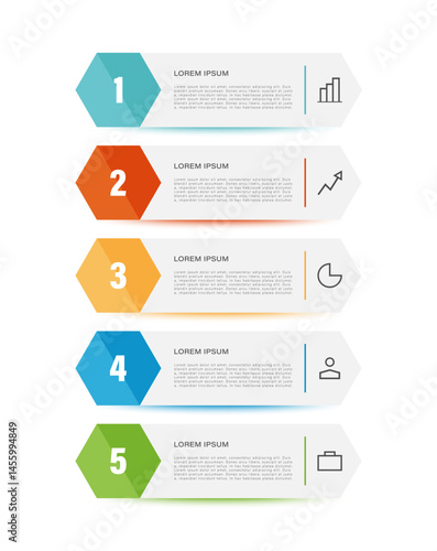 Hexagons vertical vector infographic template with icons and data. Infographics for business or marketing presentation slides