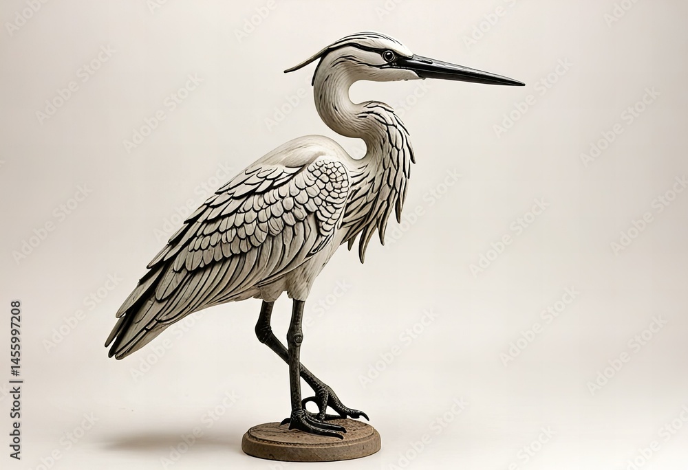 Obraz premium Heron statue, isolated on white.