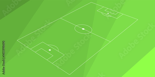 Football field. Soccer ground with green grass texture and frame. Vector illustration