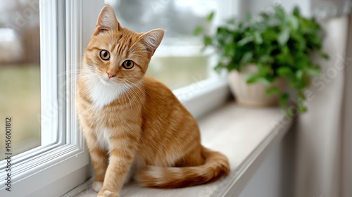 Wallpaper Mural Ginger Cat Sitting by the Window Light Torontodigital.ca