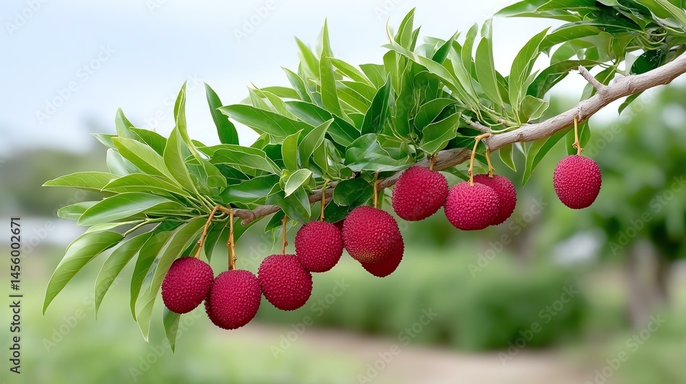 Obraz premium Lychee Fruits Hanging on a Branch