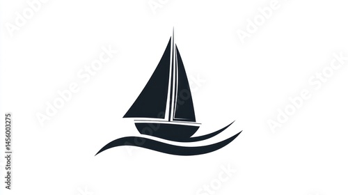 Stylized sailboat icon minimalist nautical vector graphic abstract wave design