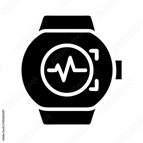 smartwatch with pulse silhouette on transparent background for web and graphic design
