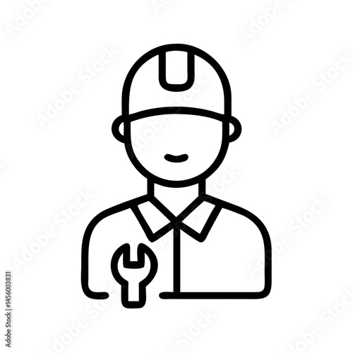 technician with wrench badge on transparent background for web and graphic design