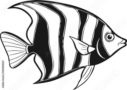 angelfish outline vector illustration line art coloring book page